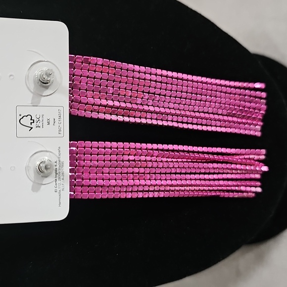 Elegant Pink Sparkle Dangle Earrings Elegant Wear Special Ocassion Luxury - Picture 3 of 6